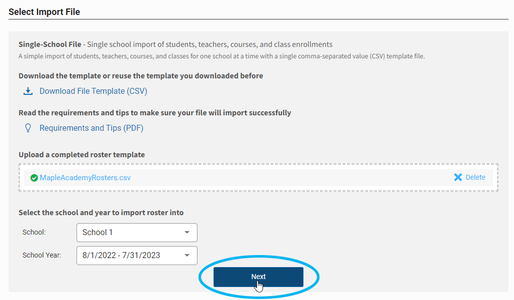 the Next button