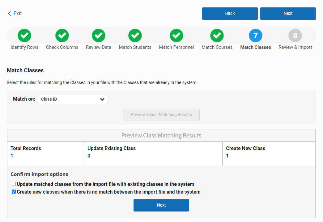 the update matched and create new options