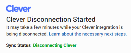 the Disconnecting Clever message