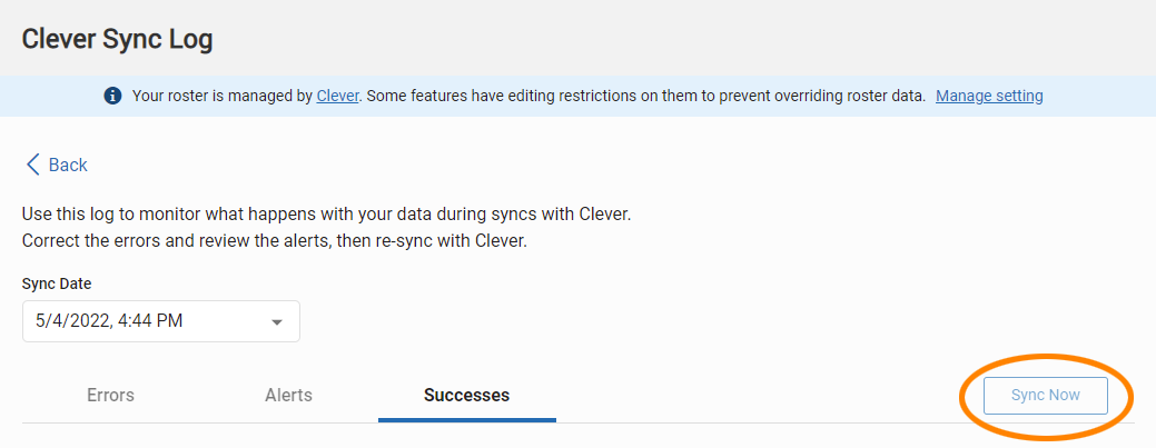 select Sync Now