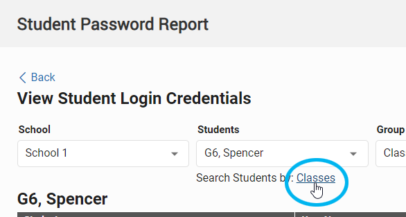 the Classes link