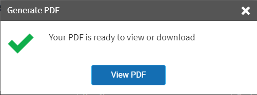 the PDF ready message with the View PDF button