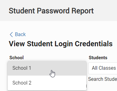 the School drop-down list