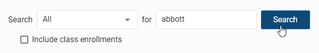 the search options with a name entered and the Search button