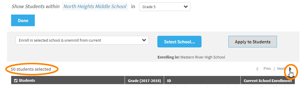 example of the number of students selected