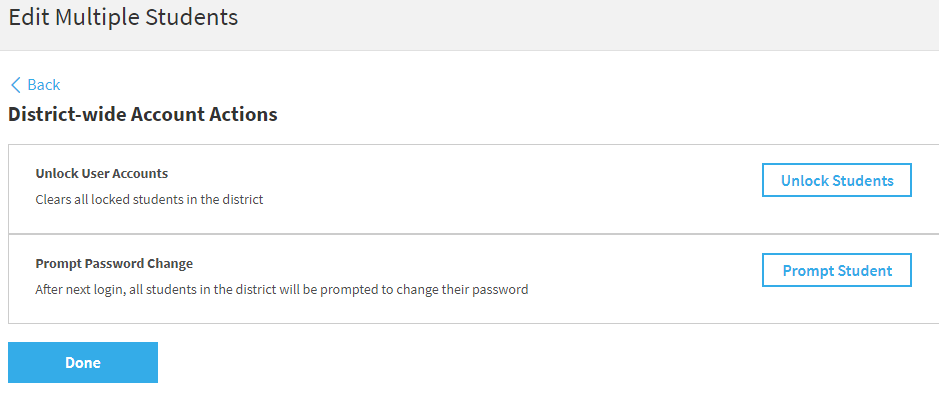 the District-wide Account Actions page