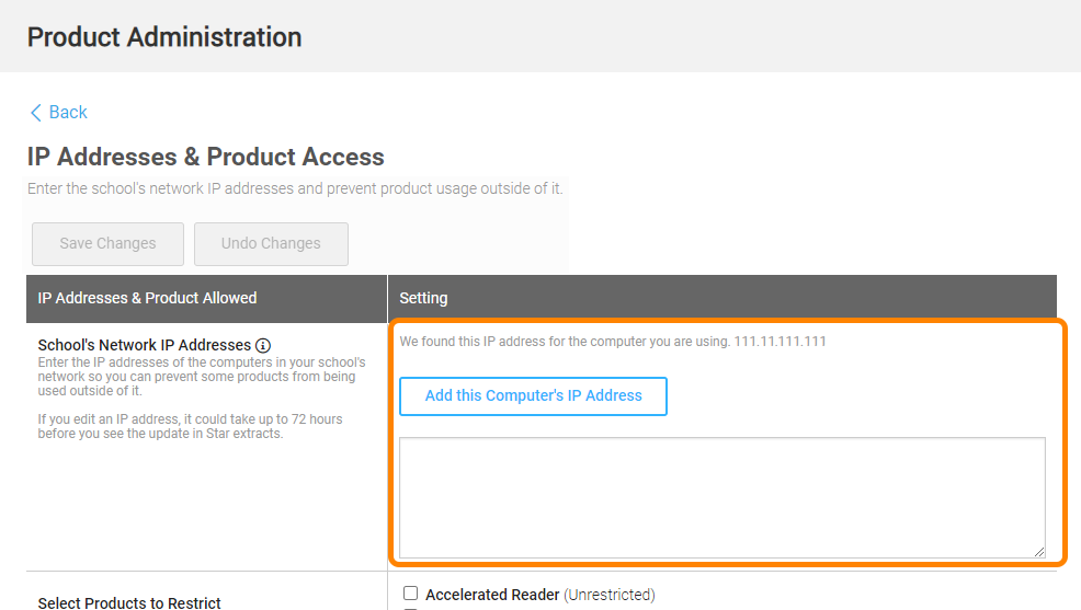 the field for entering IP addresses