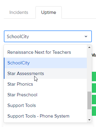 the product drop-down list