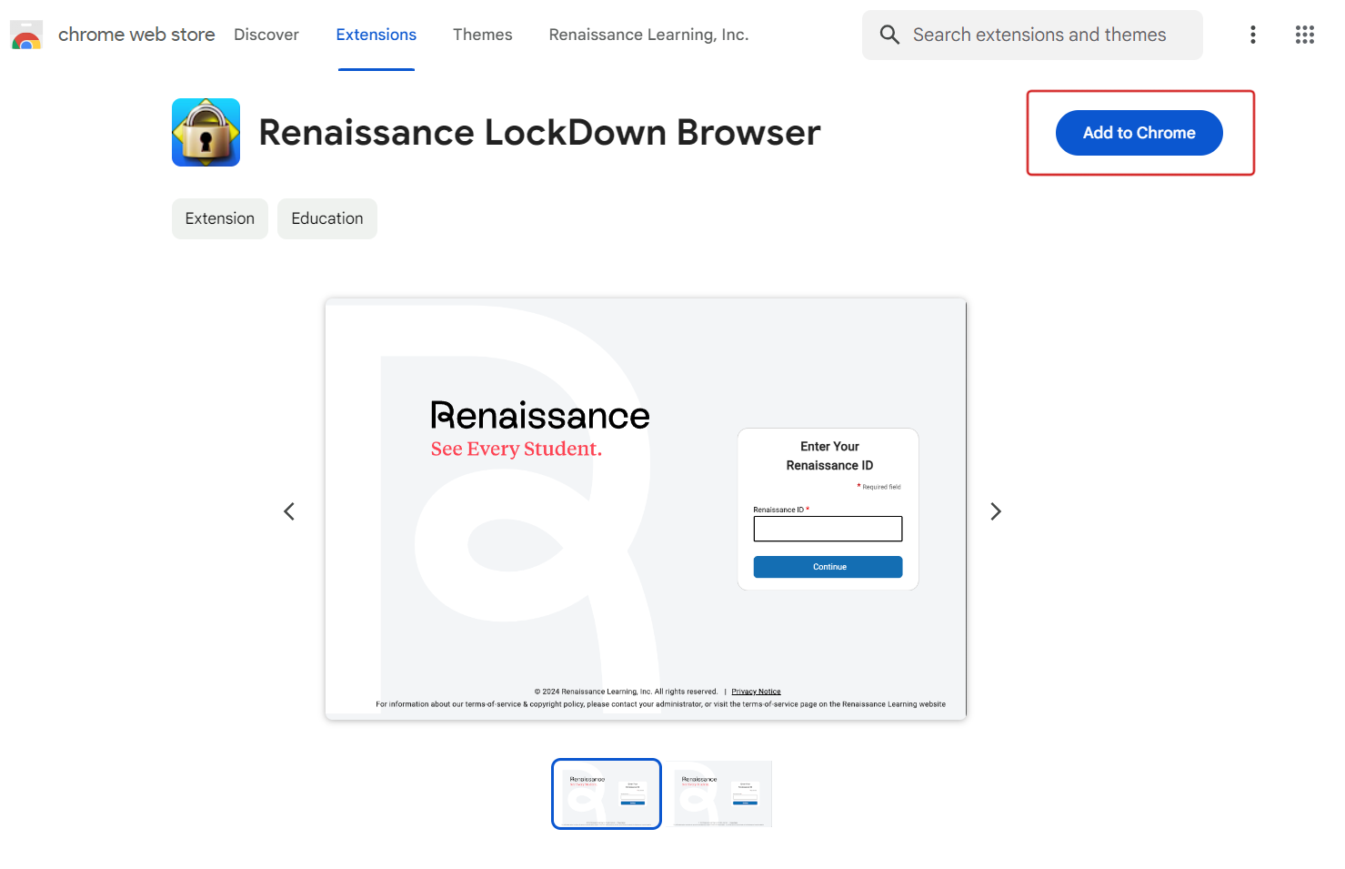 The Add to Chrome button on the download page for the extension.