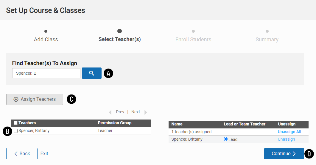 the Find Teachers to Assign page
