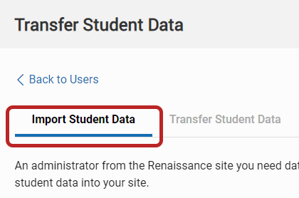 the Import Student Data tab