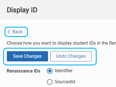 the Save Changes and Undo Changes button and the Back link