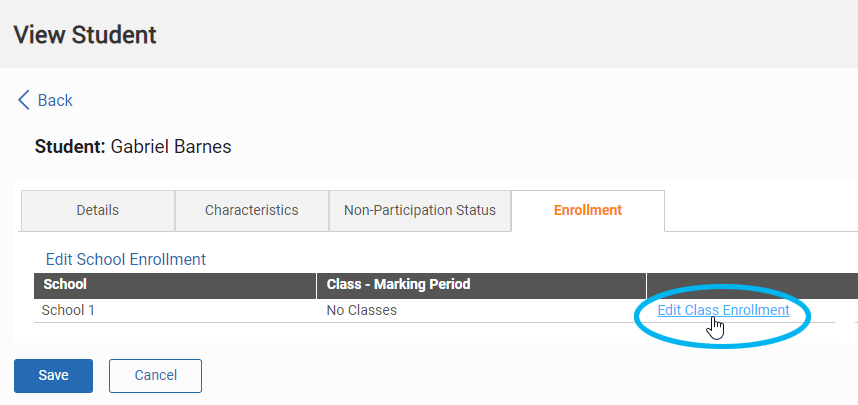 select Edit Class Enrollment