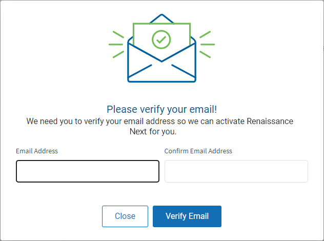 the verify email popup message