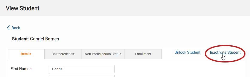 Inactivate Student