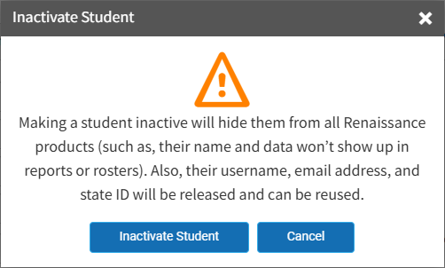 the Inactivate Student message