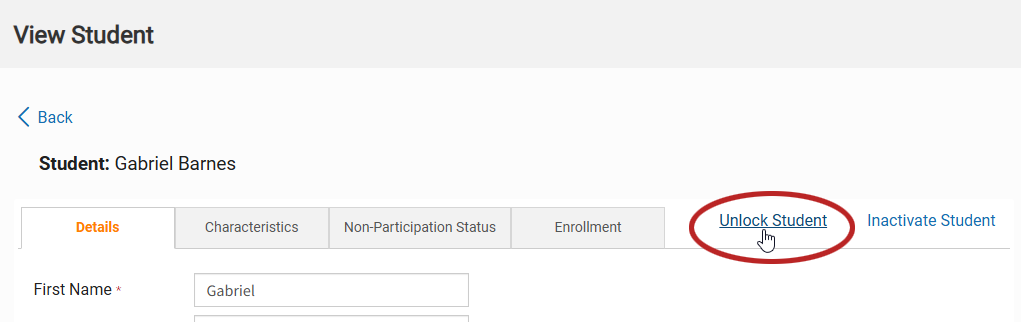 the Unlock Student link